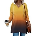 thumbnail image 2 of jobturf Womens Hoodies Drawstring V&nbsp;Neck T Shirts Fall Winter Fashion Long Sleeve Tops Casual Loose Side Slit Hooded Sweatshirt with Pocket, 2 of 9