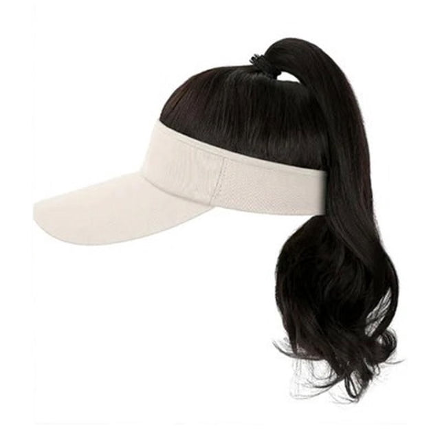 Liquidation! Perruque de Casquette de Baseball avec Extensions de Cheveux Synthétiques Bouclés Perruque de Queue de Cheval Chapeau de Soleil avec Chapeau de Cheveux Perruque pour Golf Femmes