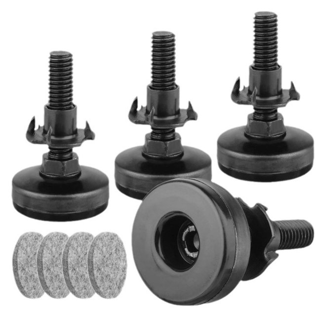 Paquete de 4 niveladores de muebles negros, pies niveladores de muebles resistentes, niveladores de patas ajustables para gabinetes, sofás, mesas, sillas, soporte de 1320 libras, kit de tuerca en T