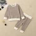 thumbnail image 2 of AherBiu Baby Boy Outfits Fall Long Sleeve Crewneck Tshirts with Pants Striped Casual Toddler Sets, 2 of 7