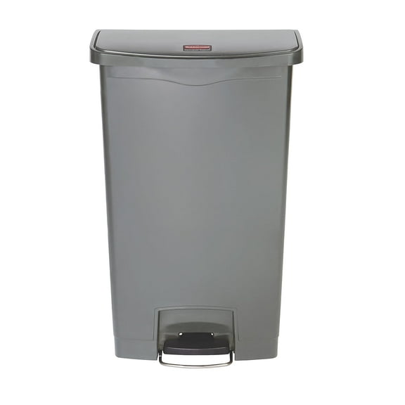 Rubbermaid Commercial 1883604 Streamline 18-Gallon Front Step Style Resin Step-On Container - Gray