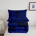 thumbnail image 5 of Homewish Bohemian Skull Skeleton Queen Comforter Set,Goth Damask Rose Comforter Sets Queen,Navy,Halloween Duvet,Navy Blue Reversible,3 Pieces,1 Comforter and 2 Pillowcases, 5 of 7