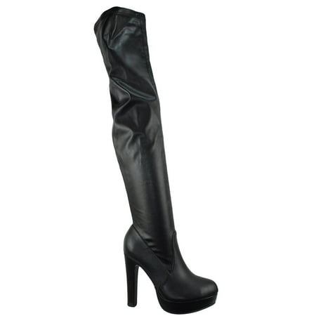 Glitter Thigh High Platform Boots - Yokun Stiletto Heels Platform Over the Knee Thigh High Delicious Women Boots Faux Leather