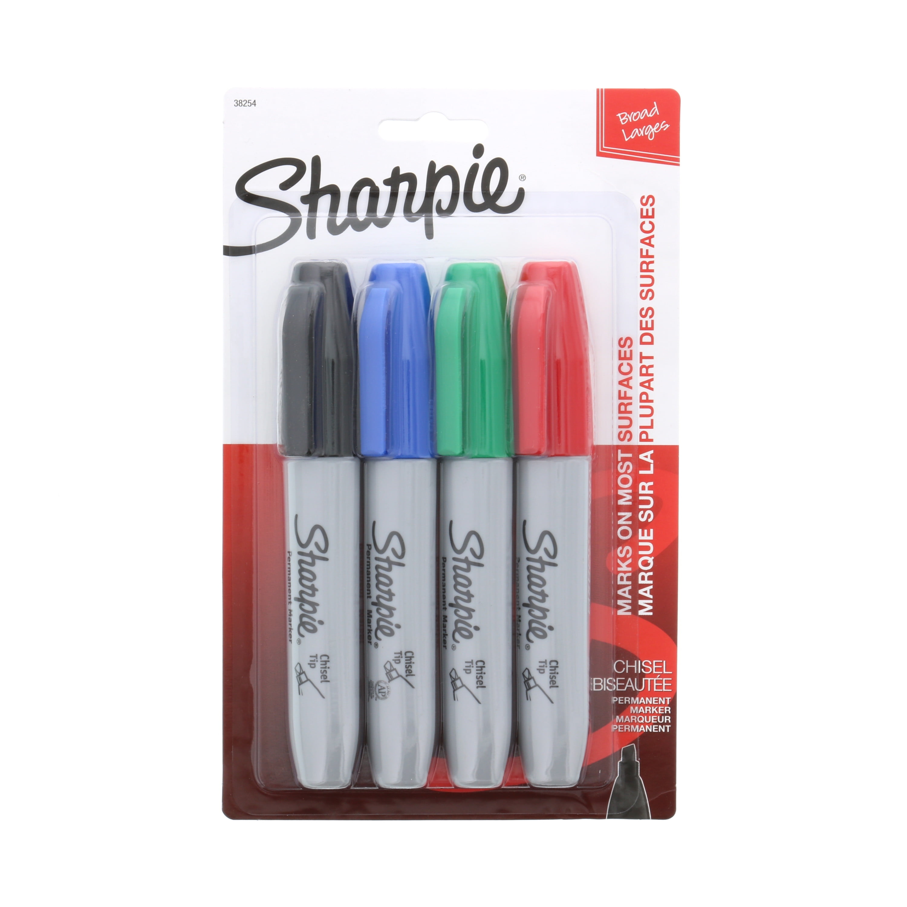 Sharpie® Chisel Tip Black Permanent Markers, Set of 4
