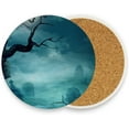 thumbnail image 2 of GZHJMY Halloween Night Coasters for Drinks Set of 2, Absorbent Ceramic Drink Coaster with Cork Base for Wooden Coffee Table, Cool Housewarming Gift for Home Decor Cup Coasters, 2 of 6