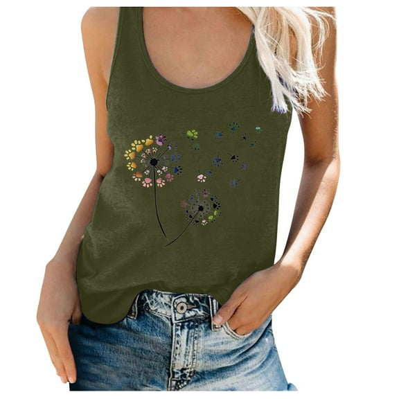 ibuvkizy Tank Tops for Women 2025 Womens Summer Tank Tops,Women's fashion casual loose undershirt printed sleeveless undershirt tops