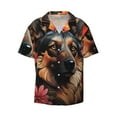 thumbnail image 2 of Lsque Colorful Flower German Shepherd print Men's Cuban Collar Short Sleeve Shirt Summer Beachwear Casual Button Down Fashionable Vacation Leisure Shirt-Large, 2 of 7