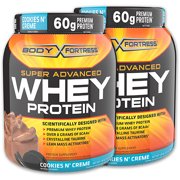 Body Fortress Super Advanced 2lb Whey Protein Powder Cookies N Creme Supplement, 2ct Bundle
