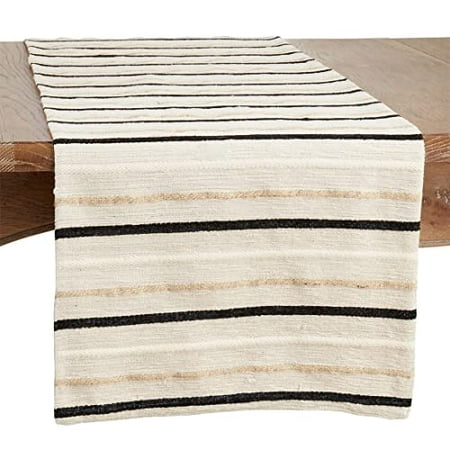 

Fennco Styles Modern Striped Cotton Table Runner 16 W x 72 L - Black & White Woven Table Cover for Home Décor Dining Table Banquets Family Gathering and Special Events