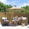 thumbnail image 2 of Outsunny 9.7 ft Offset Patio Umbrella with Fillable Weights, Khaki, 2 of 10