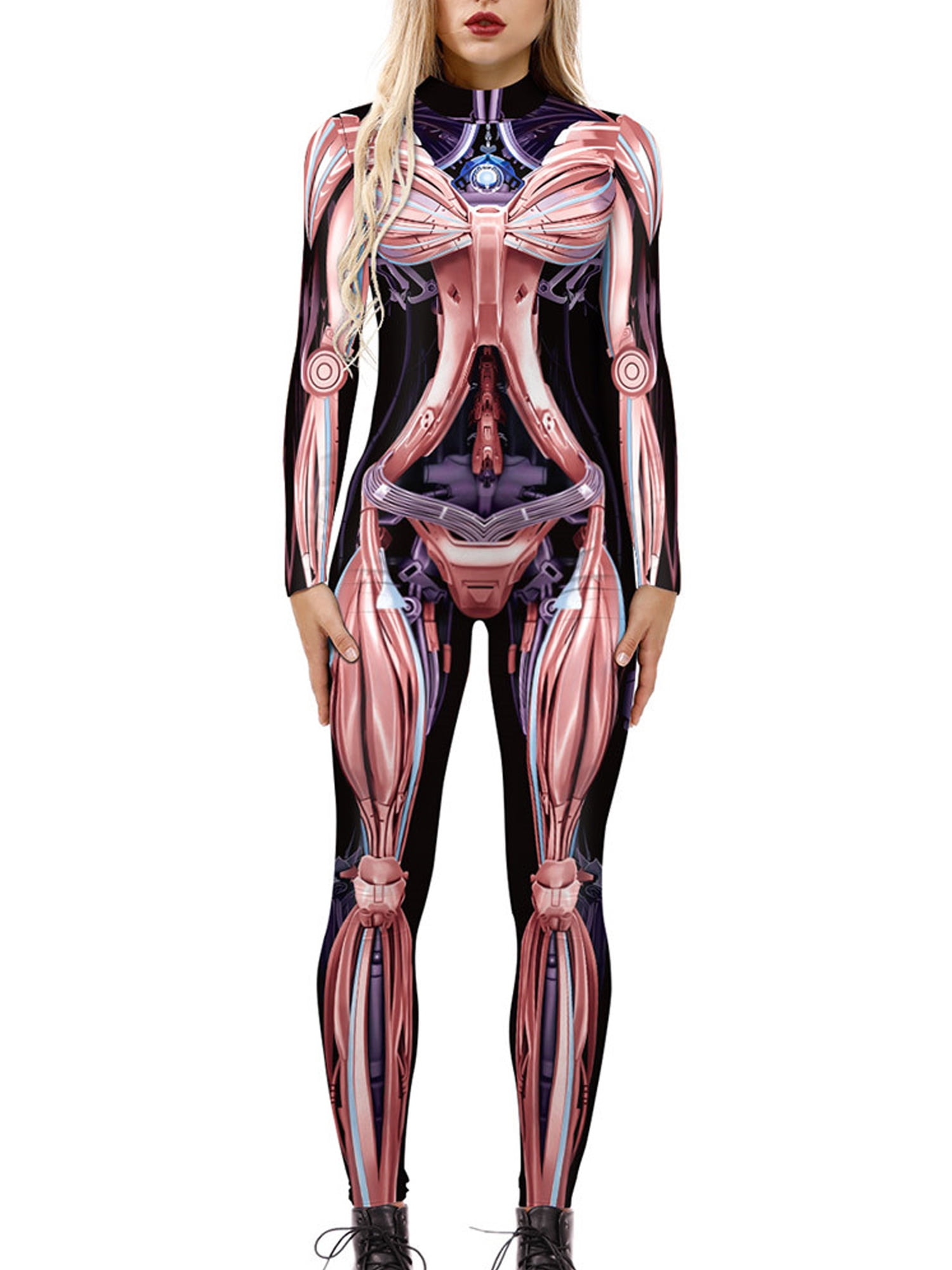 Halloween Bodysuit Rose Skeleton Print Costume Cosplay Fancy Dress Scary Outfits