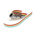thumbnail image 2 of pwidon Women's Platform Wedge Flip Flops Thong Open Toe Rhinestone Star Decor Rainbow Strap Beach Walking Casual Sandals White 6, 2 of 4