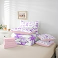 thumbnail image 5 of Feelyou Dreamy Purple Bow Bedding Comforter Set 7-Piece for Girls, Cartoon Bowknot King Bedding Sets, Cute Princess Cartoon Reversible Bed Sheets, Luxury Bedroom Decor, 5 of 7