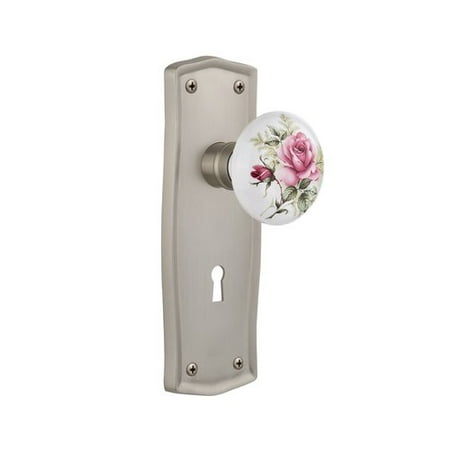 - Nostalgic Warehouse White Rose Porcelain Double Dummy Door Knob with Prairie Plate