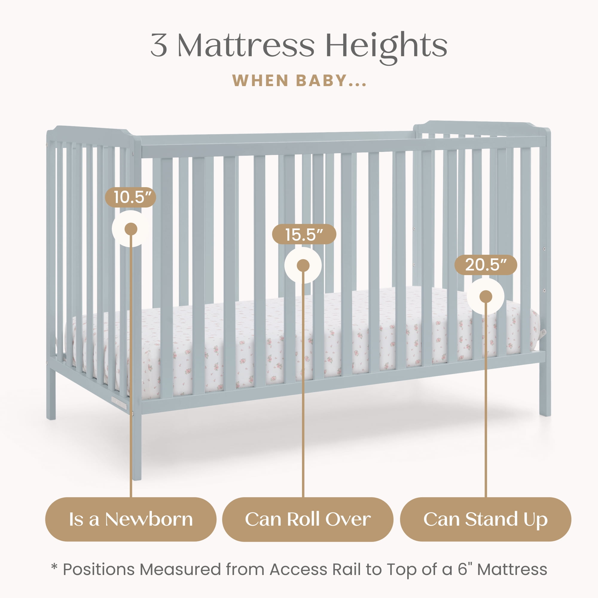 Delta Children Emmie 4-in-1 Convertible Crib - Converts from Baby Crib to Toddler Bed, Daybed and Sofa Bed, Fits Standard Full-Size Crib Mattress, Porcelain Blue