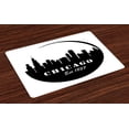 thumbnail image 1 of Ambesonne Chicago Skyline Place Mats Set of 4, Black Panorama, Standard Size, Black and White, 1 of 4