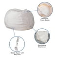 thumbnail image 6 of Emma + Oliver Small White Furry Refillable Bean Bag Chair for Kids and Teens, 6 of 10