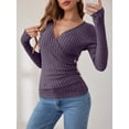 thumbnail image 6 of ANRABESS Long Sleeve V Neck Shirts for Women Ribbed Knit Slim Fit Wrap Top Comfy Soft Sexy Sweater Spring Fall Winter Dressy Casual Clothes Purple Medium, 6 of 9