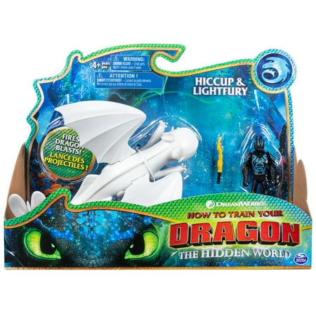 DreamWorks Dragons, Lightfury and Hiccup, Dragon with Armored Viking Figure, for Kids Aged 4 and