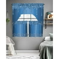 thumbnail image 5 of Modern Blue Kitchen Curtains Swag Valance and Tier Curtains Set 24 Inch Length, Abstract Diamond Luxury Gradient Rod Pocket Drape Panels Pair Swag Curtains for Bathroom/Cafe/Window, 5 of 6