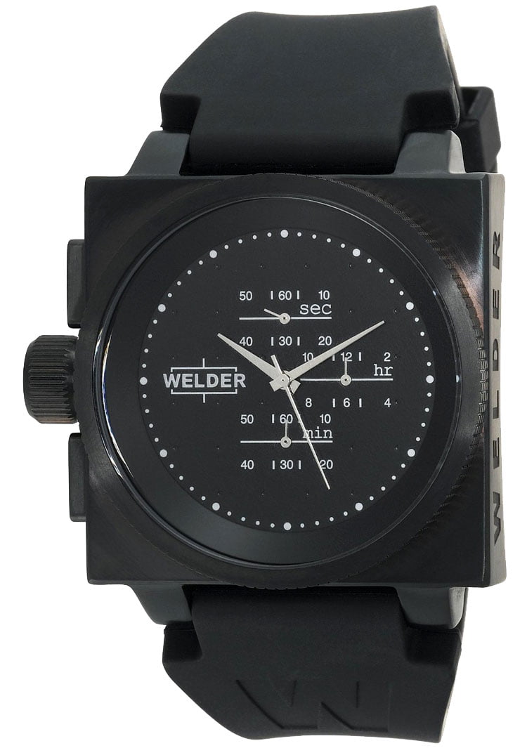Welder by U-Boat K26 Chronograph Black Ion-Plated Mens Sport Rubber &  Leather Strap Watch K26-5300