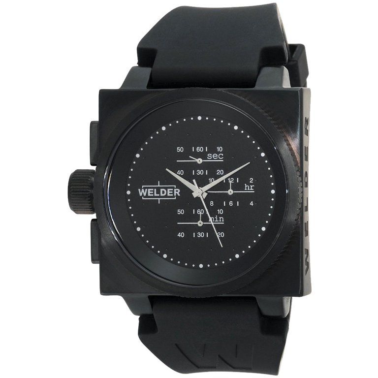 Welder by U-Boat K26 Chronograph Black Ion-Plated Mens Sport Rubber &  Leather Strap Watch K26-5300