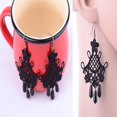 thumbnail image 2 of Opolski Retro Vintage Halloween Black Lace Tassel Statement Dangle Hook Earrings Jewelry, 2 of 5