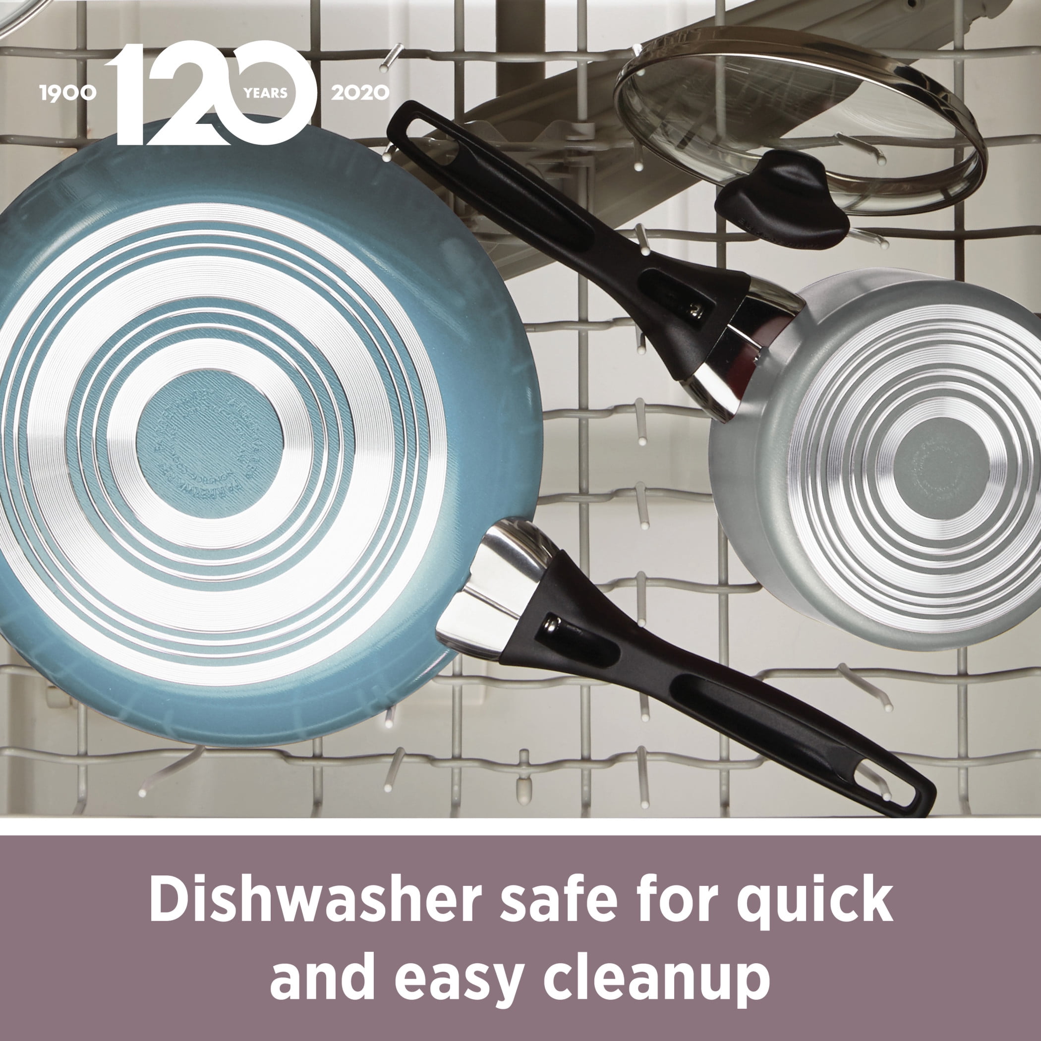 Farberware Dishwasher Safe Nonstick 6 Quart Nonstick Jumbo Cooker Chef's Pan / Saute Pan with Tempered Glass Lid and Helper Handle, Aqua