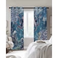 thumbnail image 2 of Purple Octopus Coastal Black Out Curtains 72 Inch Long, Light Blocking Drapes with Black Liner, Summer Beach Seahorse Jellyfish Coral Blackout Curtains for Bedroom Living Room 52"x72" 2 Panels, 2 of 8