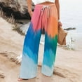 thumbnail image 2 of YUANGUANST Wide Leg Pants Woman Women's Boho Wide Leg Palazzo Pants Womens Cotton Casual Loose Pants Comfy Work Pants With Long Casual Wide Leg Business Work Casual Pants, 2 of 4