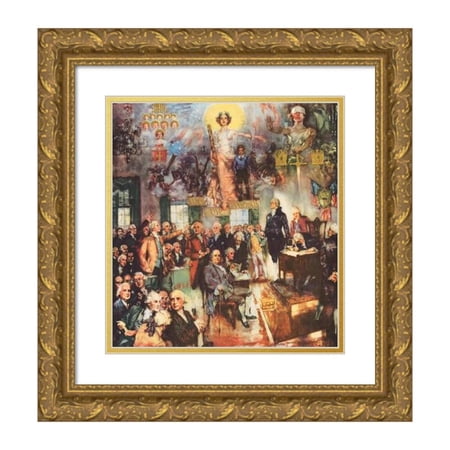 Howard Chandler Christy 20x21 Gold Ornate Framed and Double Matted Museum Art Print Titled - The Constitution of the United States ‘The Signing’ (1900)