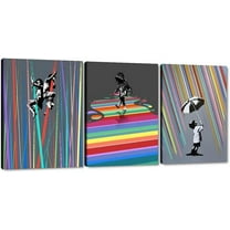 Hieng Large Banksy Canvas Wall Art Graffiti Dream Theme Painting Modern Inspirational Office Wall Decor （Only canvas）