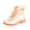Orange, variant on Women’s Transparent Lace Up Combat Rain Boots, Clear PVC Mid Calf Ankle Booties, Contrast Color Lug Sole Waterproof Fashion Rain Shoes Black 7(38)