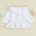thumbnail image 4 of Enfants Fille Hoodie Robe Couleur Unie à Volants à Manches Longues Robe de Plage, 4 of 8