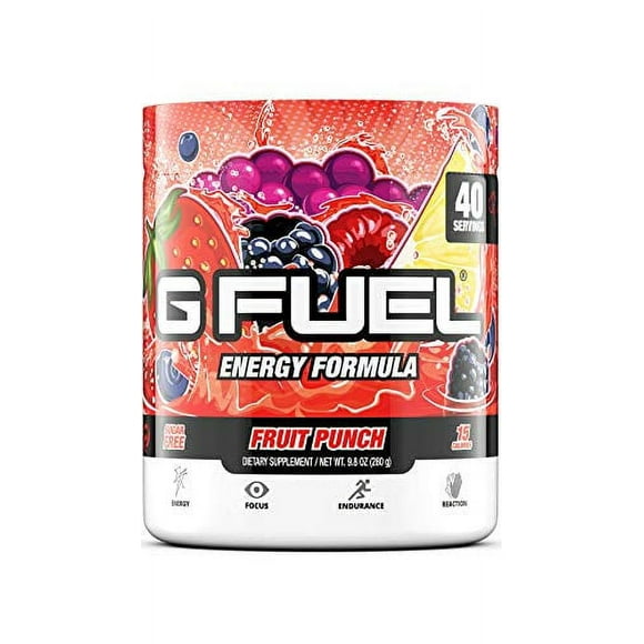 G Fuel Fruit Punch Tub (40 Servings) Elite Energy and Endurance Formula, 9.8 oz(280g)
