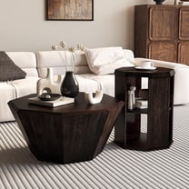 Vinsetto Octagonal Coffee Table Set, Walnut