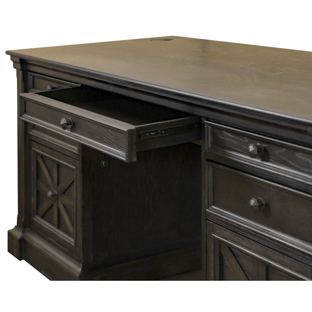 Martin Furniture 66"W Wood Double Pedestal Executive Desk Dark Brown