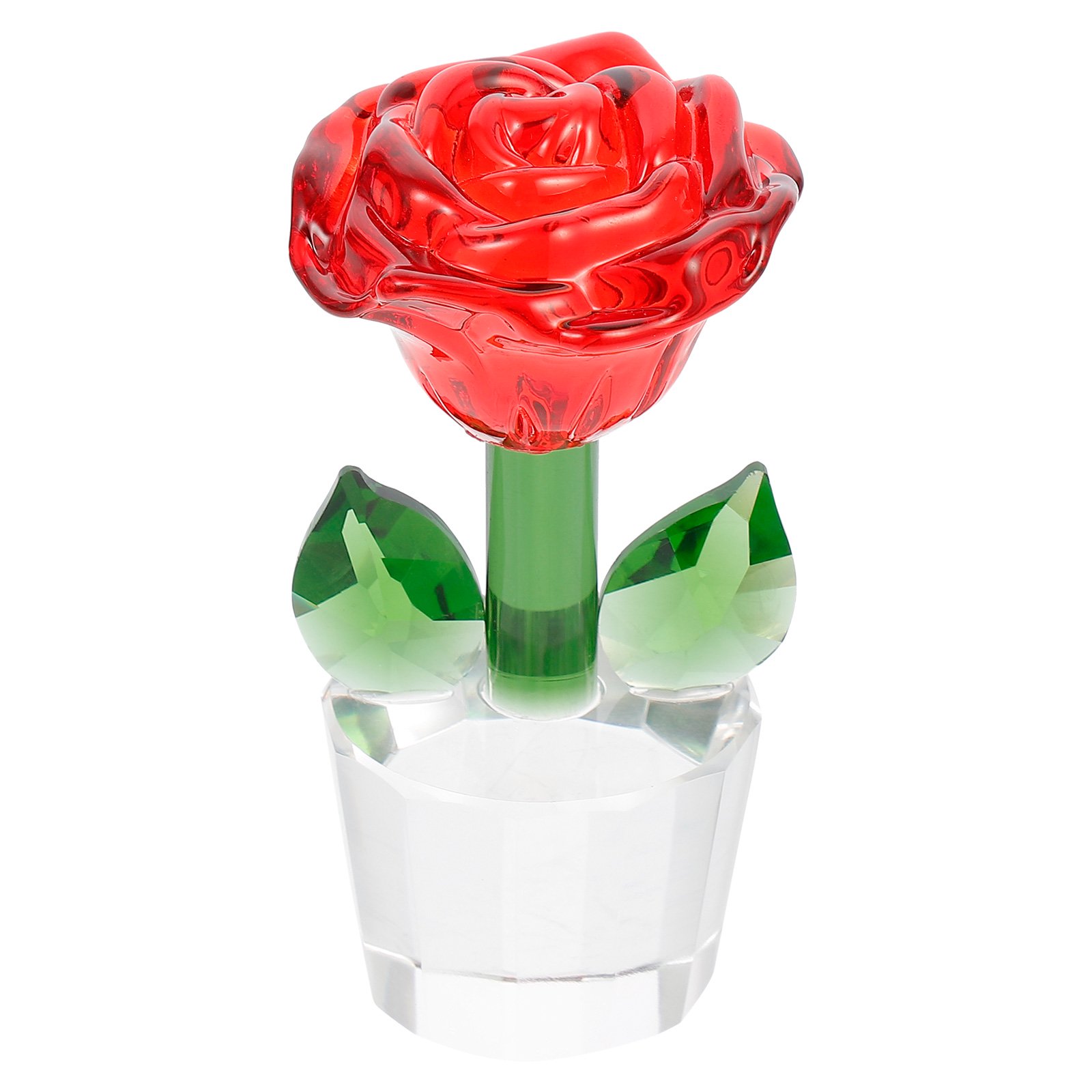 NUOLUX Glass Rose Figurine Fengs Shui Crystal Decor Blown Flower Miniature  Hand Statue Artificial Tree Art Figurines Decoration