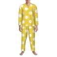 thumbnail image 3 of Daiia Yellow And White Polka Dot for Men's Long-Sleeved Pajama Set – Soft & Comfortable Sleepwear Button-Up Pajamas Cozy Lounge Wear-X-Large, 3 of 7