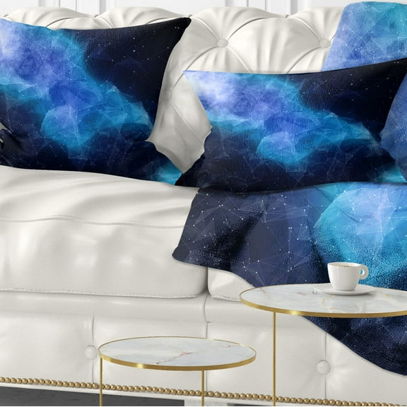 Designart Blue Nebula in Cosmos - Contemporary Throw Pillow - 12x20