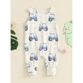 thumbnail image 2 of FEORJGP Toddler Baby Boys One-piece Romper 0 3M 6M 12M 18M Infant Sleeveless Tank Overalls Casual Summer Dinosaur/Truck Print Jumpsuits Crew Neck Bodyoy Fashion Casual Cute Clothes for Daily, 2 of 6