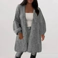 thumbnail image 2 of iOPQO Womens Long Cardigan Sweaters Open Front Cardigan for Women Open Sweaters for Women Knitted Cardigan Winter Cardigan for Women's Outerwear Fall Cardigans for Women Gray 4XL, 2 of 5