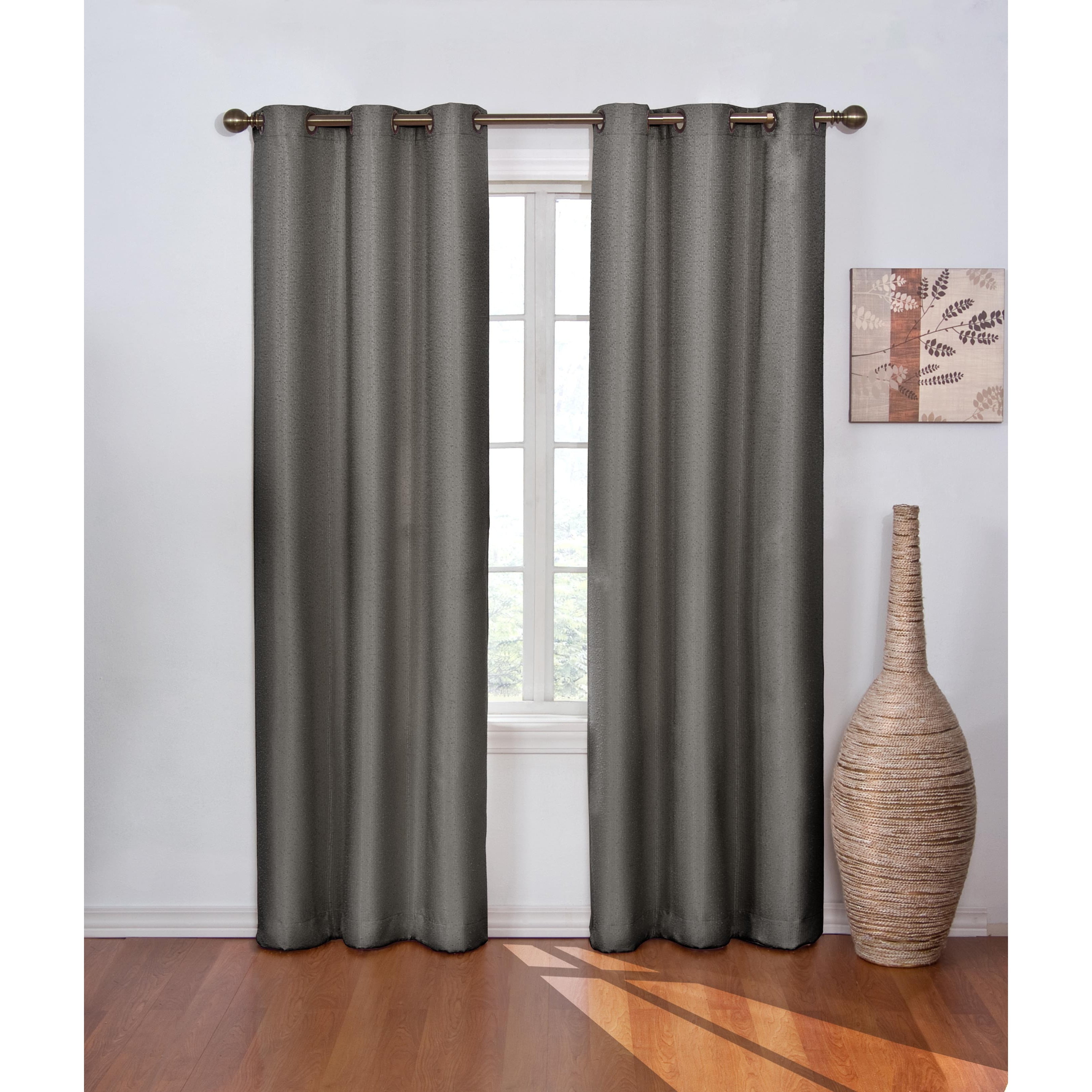 Eclipse Madison Solid Blackout Grommet Top Single Window Curtain Panel, Beige, 42 x 63