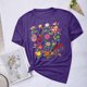 thumbnail image 5 of Blusas de Verano de las Mujeres Flor Impresa Cuello Redondo Manga Corta Superior, Verano Superior de las Mujeres, 5 of 8