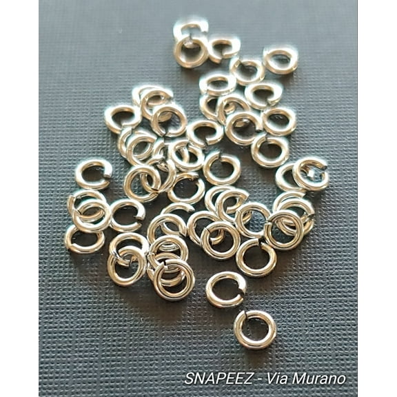 Snapeez II ULTRAPLATE Antique Silver Hard Open Jump Ring 4mm Heavy Gauge (Pk 50). Made in USA.
