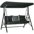 thumbnail image 2 of Outsunny 3-Seat Outdoor Porch Swing, Adjustable Canopy, Cushions, Black, 2 of 9