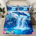 thumbnail image 2 of Erosebridal Blue Whale Bed Sheets Set Twin Size, Lake Waterfall Bed Sheets Twin, Daisy Floral Reversible Sheet Set Twin, Microfiber Room Decoration, 3 Pieces, 2 of 7