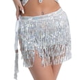 thumbnail image 4 of Falda con borlas de lentejuelas, falda para danza del vientre, bufanda con flecos en la cadera, disfraz de club, faldas con flecos para playa para mujeres y niñas, 4 of 5