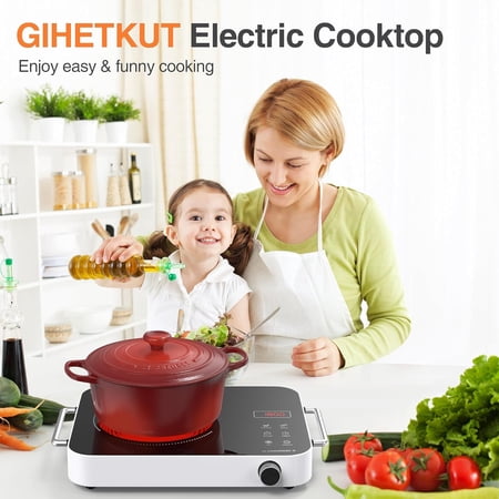 Single Burner Electric Cooktop, 1800W 110V Electric Stove Top with Knob Control