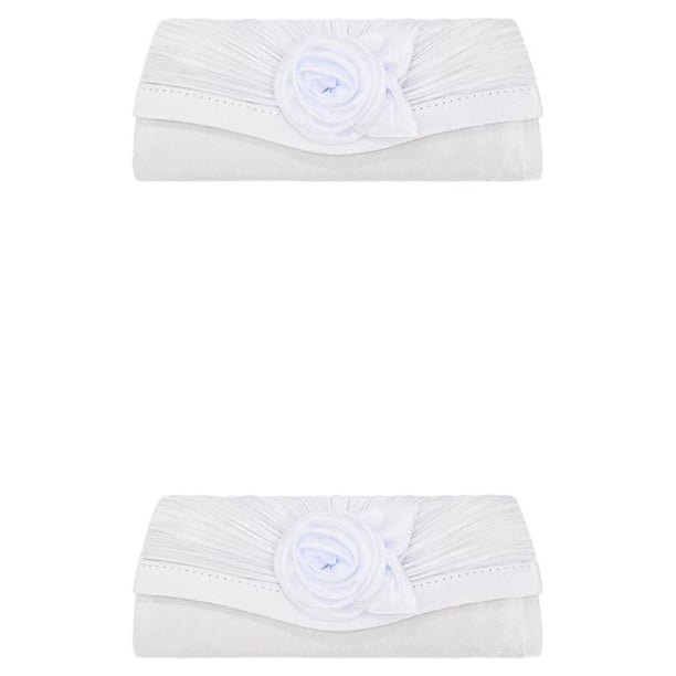 Qarigey Bolso Negro Con Cierre Duradero Y Práctico Para Mujer - Para Bodas Y Especiales Blanco 1 Blanco 1 2piezas